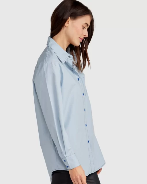 Belle & Bloom My Girl Oversized Shirt - Duck Egg Blue Sale