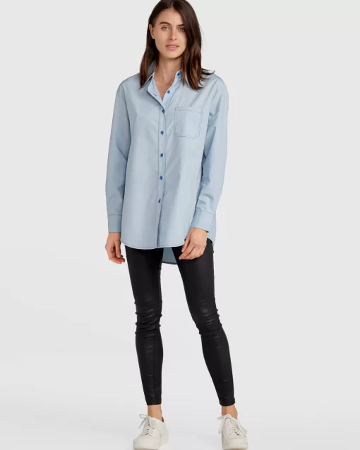 Belle & Bloom My Girl Oversized Shirt - Duck Egg Blue Sale