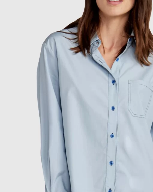 Belle & Bloom My Girl Oversized Shirt - Duck Egg Blue Sale