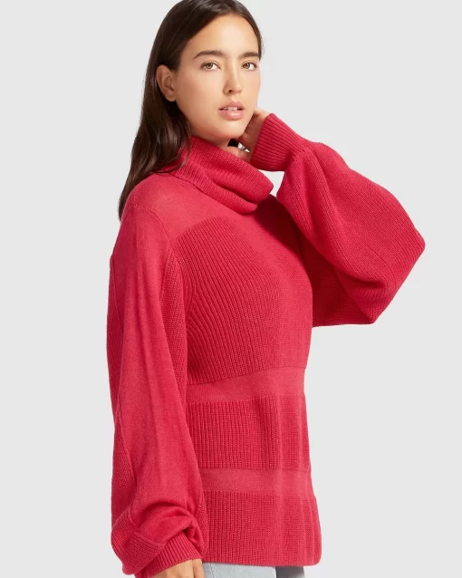 Belle & Bloom Nevermind Sheer Panelled Knit - Watermelon Discount