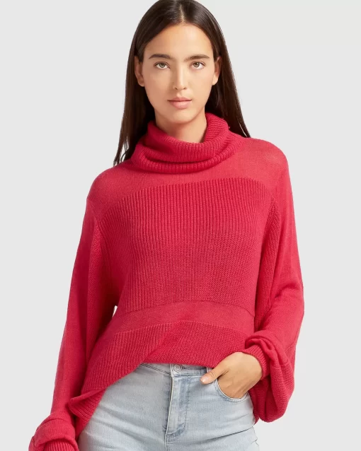 Belle & Bloom Nevermind Sheer Panelled Knit - Watermelon Discount