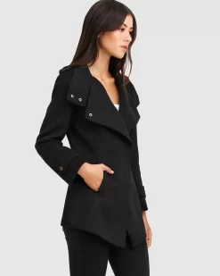 Belle & Bloom New Fit Bad Girl Wool Blend Moto Coat - Black Best