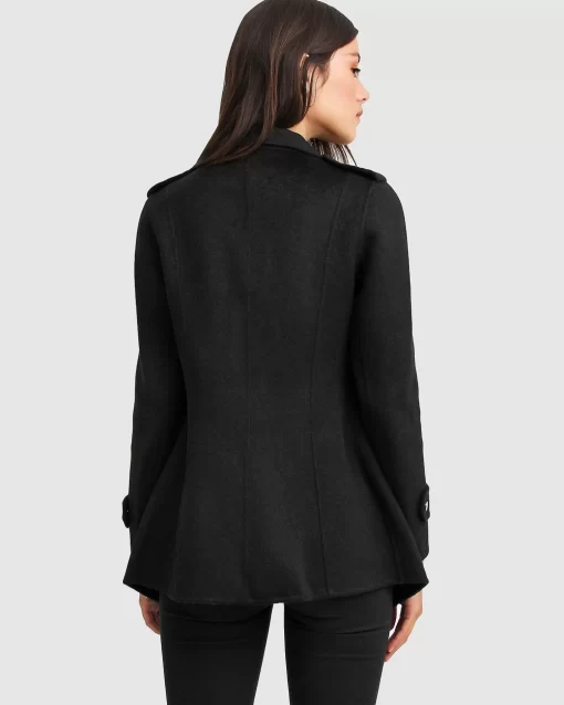 Belle & Bloom New Fit Bad Girl Wool Blend Moto Coat - Black Flash Sale