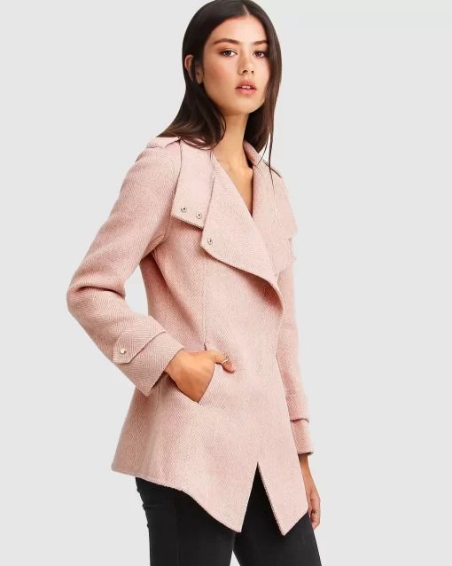 Belle & Bloom New Fit Bad Girl Wool Blend Moto Coat - Blush Shop