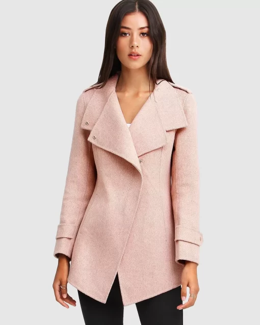 Belle & Bloom New Fit Bad Girl Wool Blend Moto Coat - Blush Shop