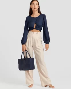 Belle & Bloom No Way Home Cropped Top - Navy Final Sale Fashion