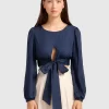 Belle & Bloom No Way Home Cropped Top - Navy Final Sale Fashion