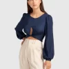 Belle & Bloom No Way Home Cropped Top - Navy Final Sale Fashion