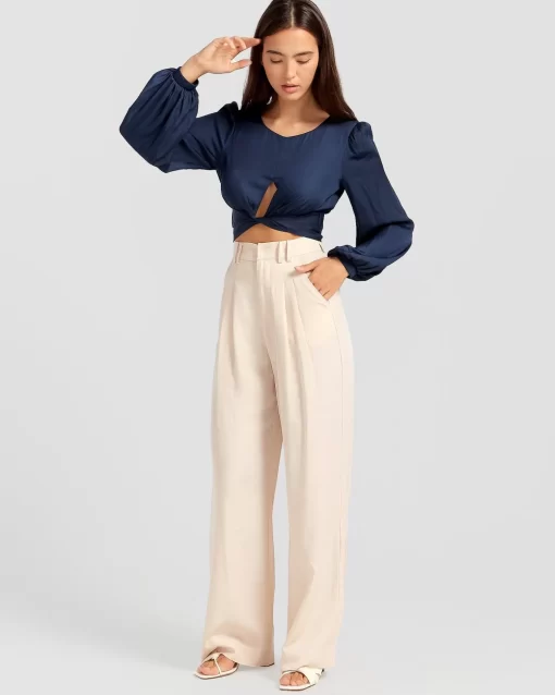 Belle & Bloom No Way Home Cropped Top - Navy Final Sale Fashion