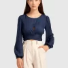 Belle & Bloom No Way Home Cropped Top - Navy Final Sale Fashion