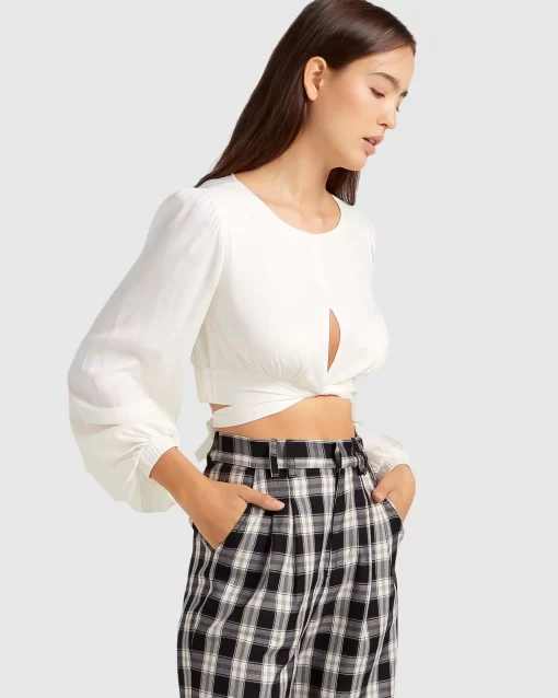 Belle & Bloom No Way Home Cropped Top - Off-White Cheap