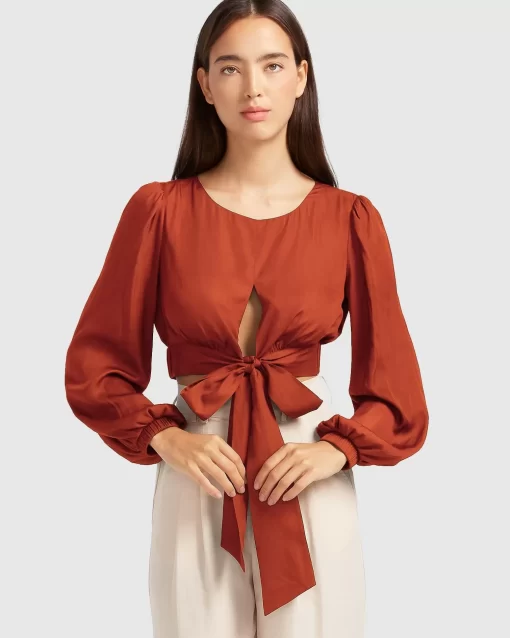 Belle & Bloom No Way Home Cropped Top - Terracotta Final Sale Best