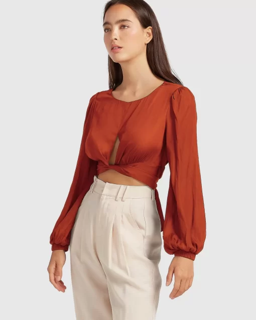 Belle & Bloom No Way Home Cropped Top - Terracotta Final Sale Best