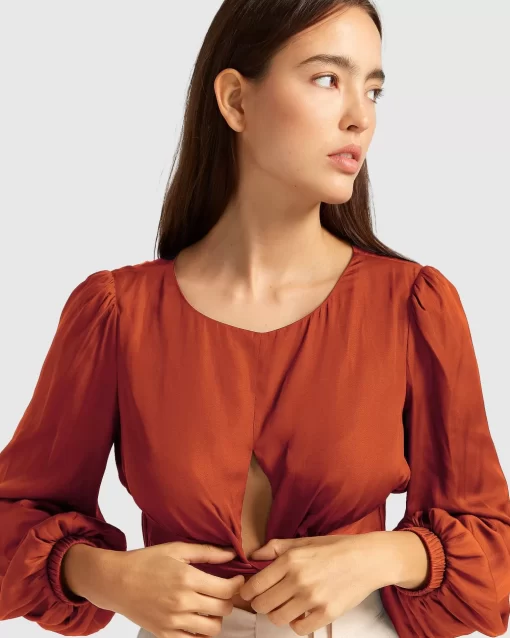 Belle & Bloom No Way Home Cropped Top - Terracotta Final Sale Best