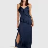 Belle & Bloom Ocean Eyes Tiered Maxi Dress - Navy Clearance