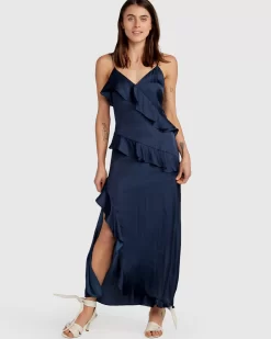 Belle & Bloom Ocean Eyes Tiered Maxi Dress - Navy Clearance