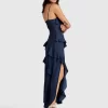 Belle & Bloom Ocean Eyes Tiered Maxi Dress - Navy Clearance