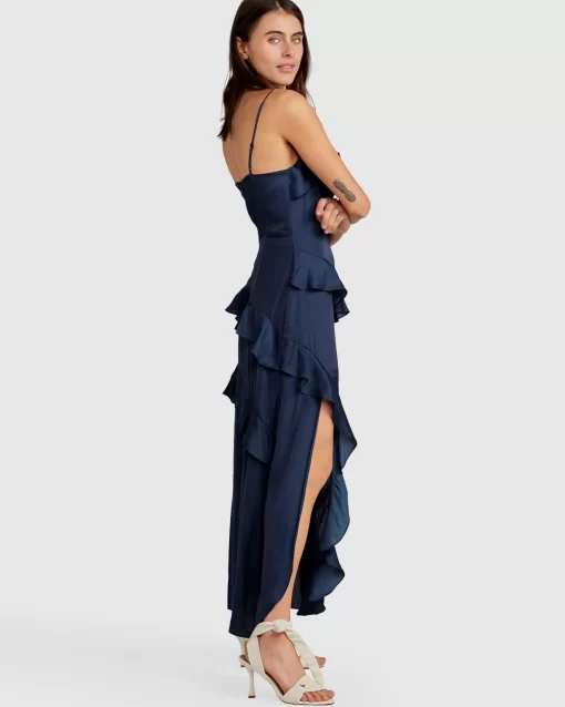 Belle & Bloom Ocean Eyes Tiered Maxi Dress - Navy Clearance