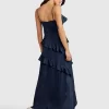 Belle & Bloom Ocean Eyes Tiered Maxi Dress - Navy Clearance