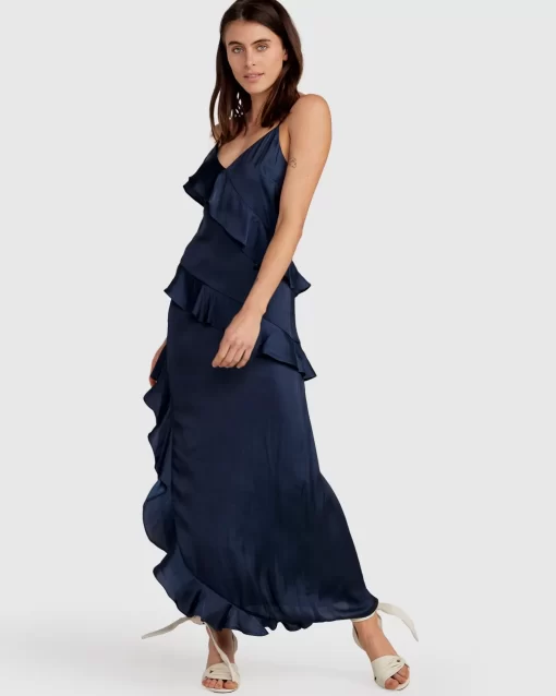 Belle & Bloom Ocean Eyes Tiered Maxi Dress - Navy Clearance