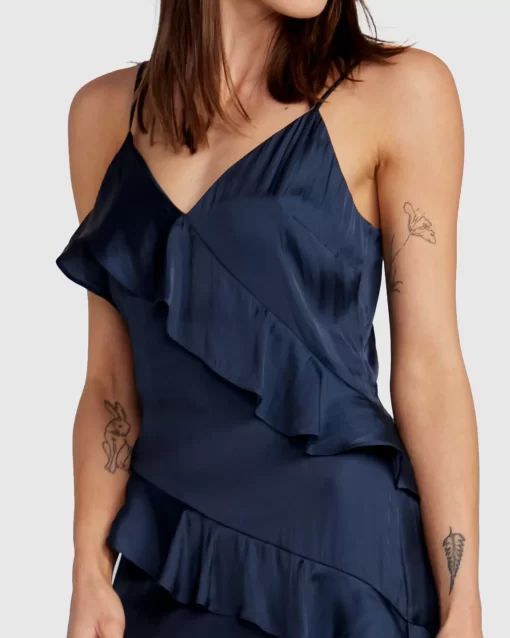 Belle & Bloom Ocean Eyes Tiered Maxi Dress - Navy Clearance