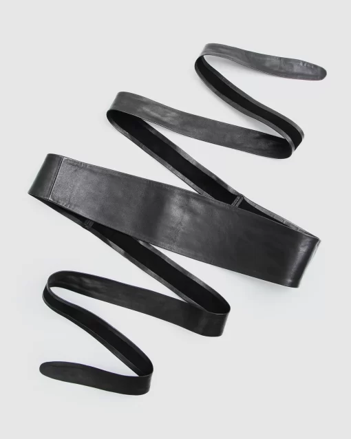 Belle & Bloom Odyssey Soft Wrap Leather Belt - Black Sale