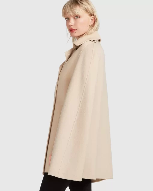 Belle & Bloom On My Mind Wool Blend Cape - Pale Oat Clearance