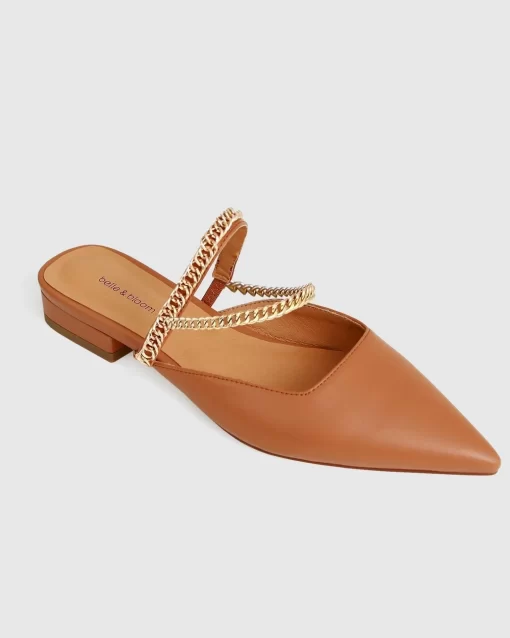 Belle & Bloom On The Go Leather Flat - Camel Clearance