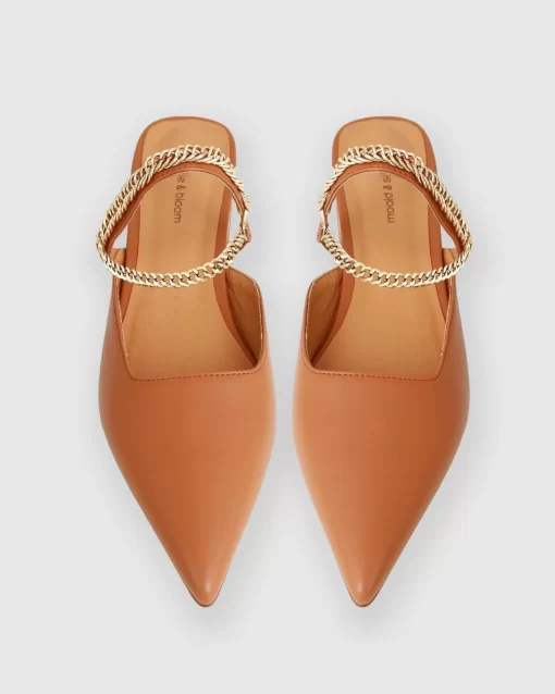 Belle & Bloom On The Go Leather Flat - Camel Clearance