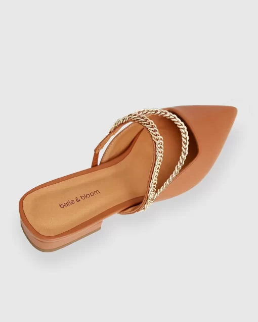 Belle & Bloom On The Go Leather Flat - Camel Clearance