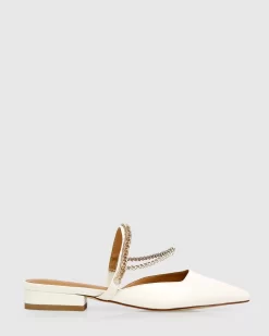 Belle & Bloom On The Go Leather Flat - Cream Store