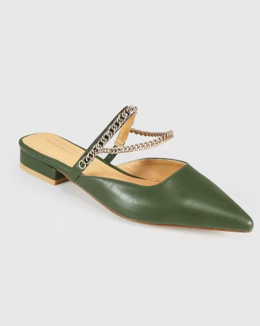 Belle & Bloom On The Go Leather Flat - Khaki Flash Sale