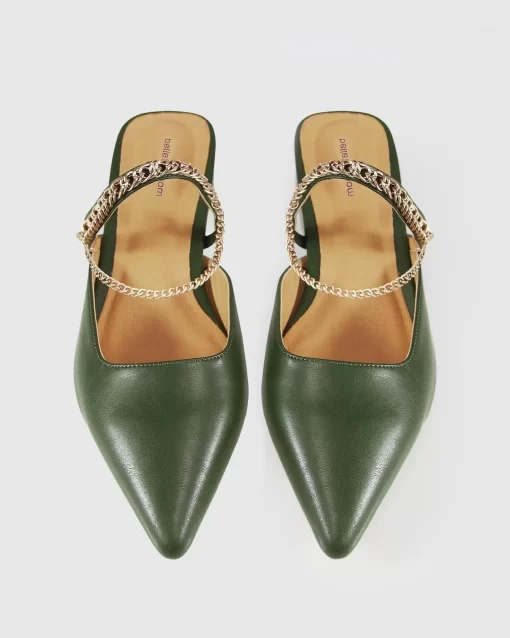 Belle & Bloom On The Go Leather Flat - Khaki Flash Sale