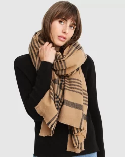 Belle & Bloom Panorama Check Scarf - Camel Fashion