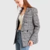 Belle & Bloom Piccadilly Wool Blend Plaid Blazer - Grey New