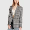 Belle & Bloom Piccadilly Wool Blend Plaid Blazer - Grey New