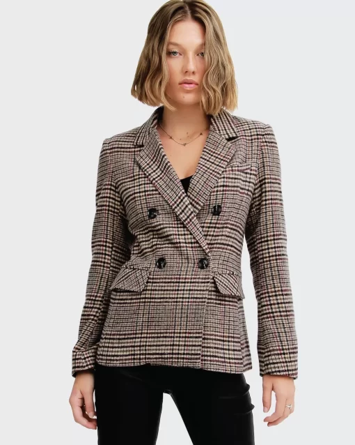 Belle & Bloom Piccadilly Wool Blend Plaid Blazer - Oat Shop