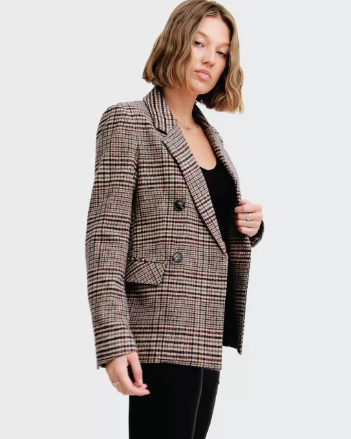 Belle & Bloom Piccadilly Wool Blend Plaid Blazer - Oat Shop