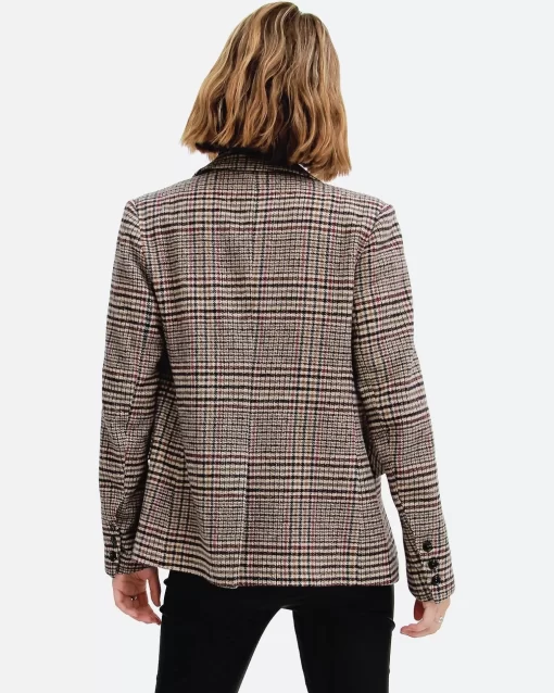 Belle & Bloom Piccadilly Wool Blend Plaid Blazer - Oat Shop