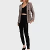 Belle & Bloom Piccadilly Wool Blend Plaid Blazer - Oat Clearance