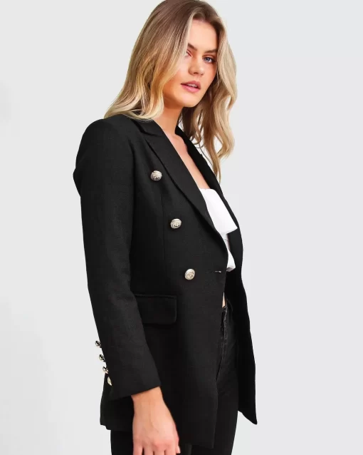 Belle & Bloom Princess Polina Textured Weave Blazer - Black Best