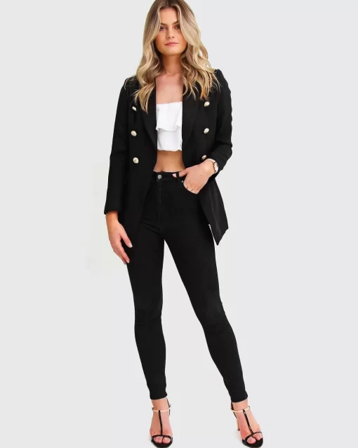 Belle & Bloom Princess Polina Textured Weave Blazer - Black Best