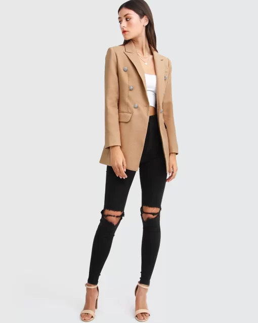 Belle & Bloom Princess Polina Textured Weave Blazer - Camel Fashion