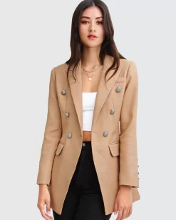 Belle & Bloom Princess Polina Textured Weave Blazer - Camel Fashion