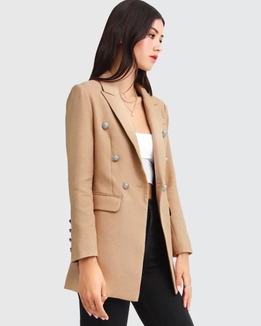 Belle & Bloom Princess Polina Textured Weave Blazer - Camel Fashion