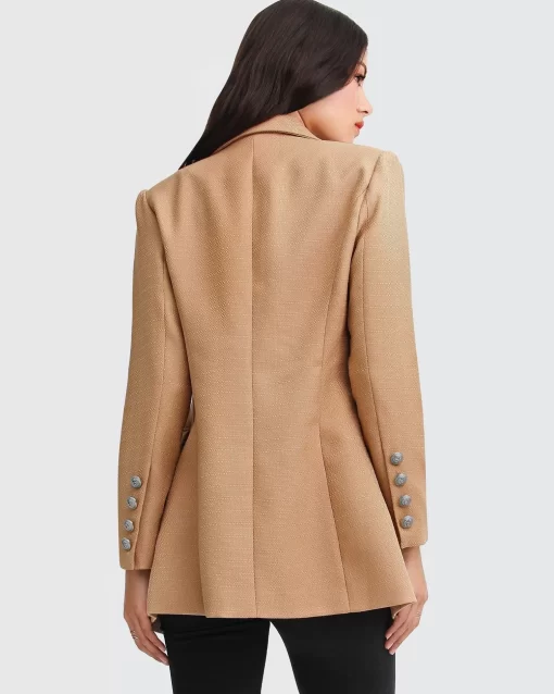 Belle & Bloom Princess Polina Textured Weave Blazer - Camel Fashion