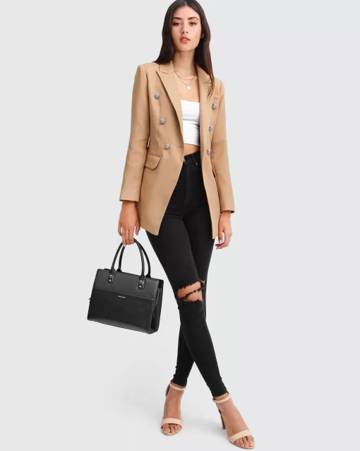 Belle & Bloom Princess Polina Textured Weave Blazer - Camel Fashion