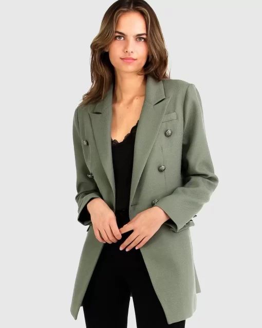 Belle & Bloom Princess Polina Textured Weave Blazer - Military Shop