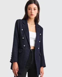 Belle & Bloom Princess Polina Textured Weave Blazer - Navy Flash Sale