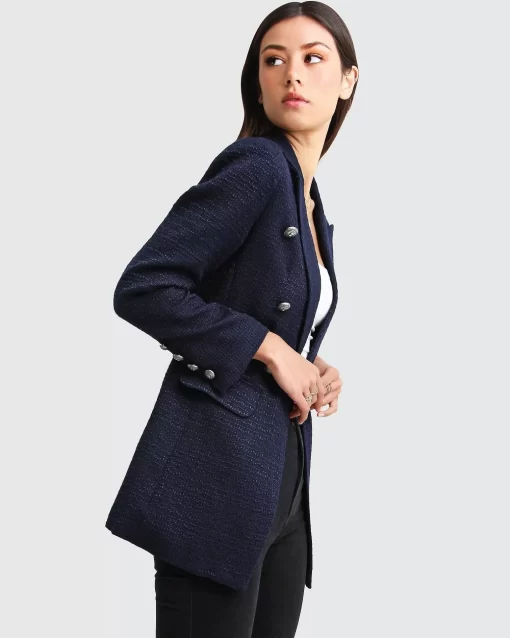 Belle & Bloom Princess Polina Textured Weave Blazer - Navy Clearance